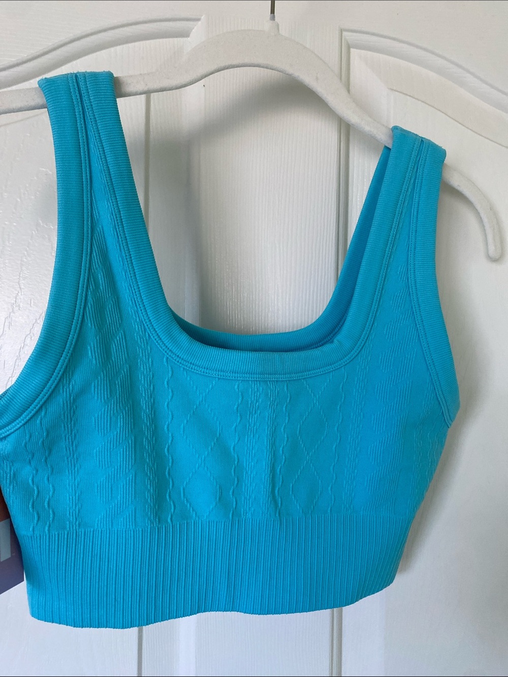 JoyLab Turquoise Ribbed Square-Neck Crop Tank - Picture 3 of 4